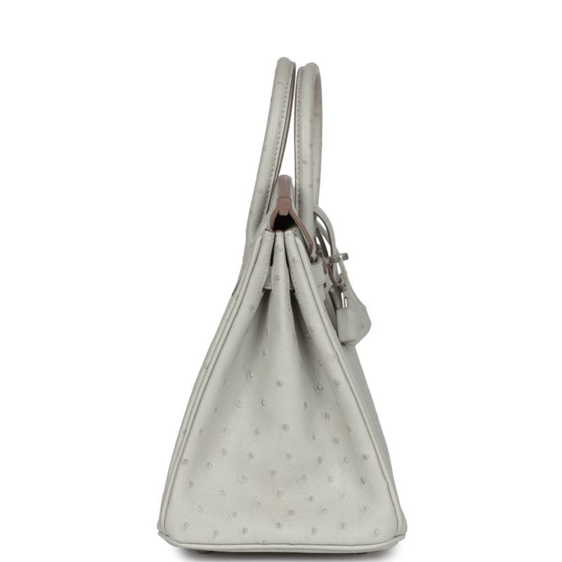 Hermes Birkin 25 Gris Perle Ostrich Palladium Hardware - Image 3