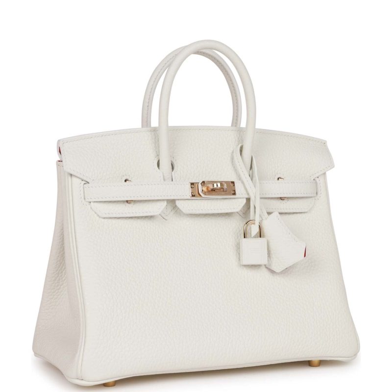 Hermes Special Order (HSS) Birkin 25 White Verso Clemence Permabrass Hardware - Image 2