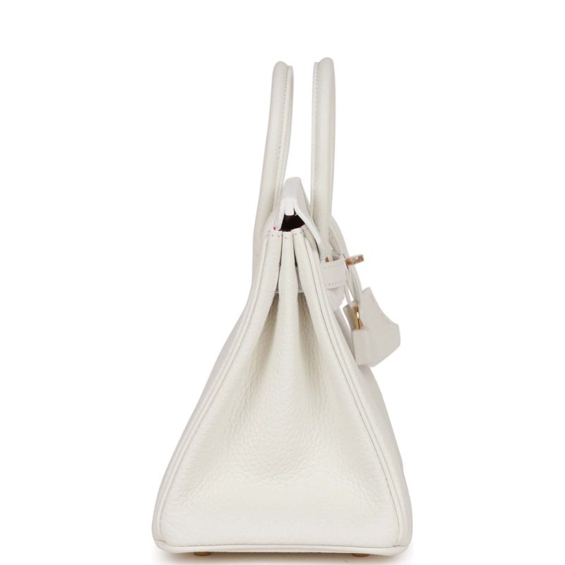 Hermes Special Order (HSS) Birkin 25 White Verso Clemence Permabrass Hardware - Image 3