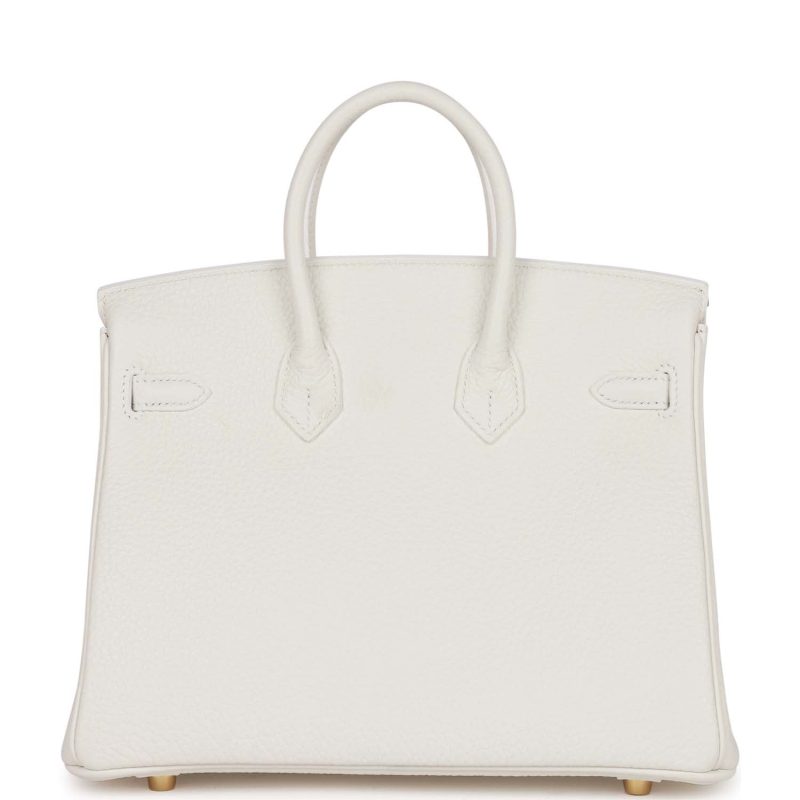 Hermes Special Order (HSS) Birkin 25 White Verso Clemence Permabrass Hardware - Image 4