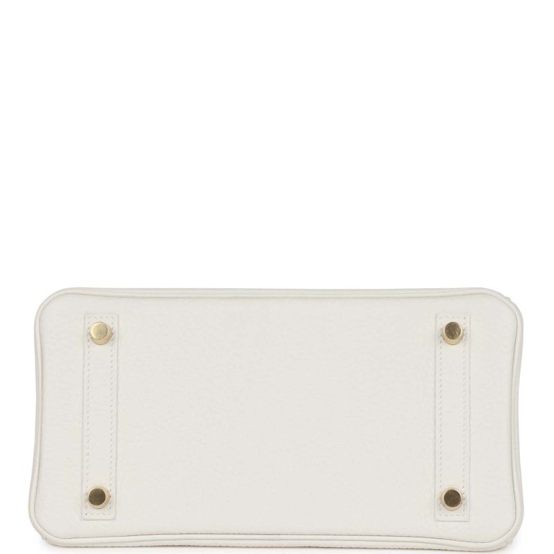 Hermes Special Order (HSS) Birkin 25 White Verso Clemence Permabrass Hardware - Image 5