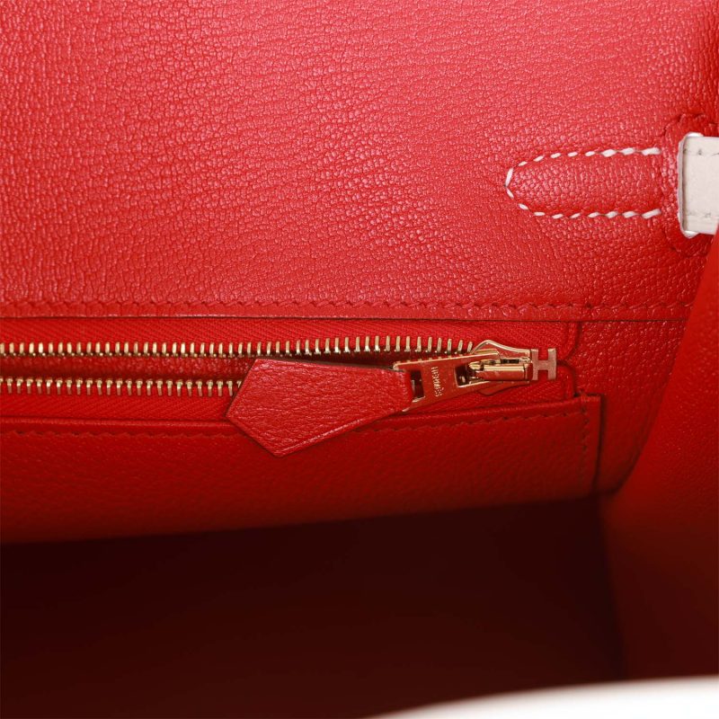 Hermes Special Order (HSS) Birkin 25 White Verso Clemence Permabrass Hardware - Image 8
