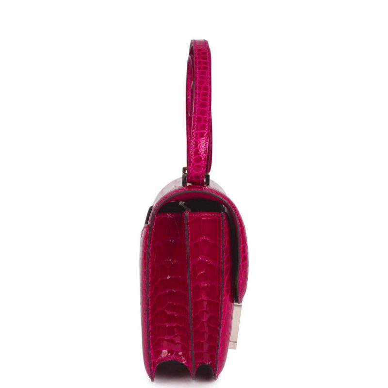 Hermes Constance 18 Rose Pourpre Shiny Alligator Palladium Hardware - Image 3