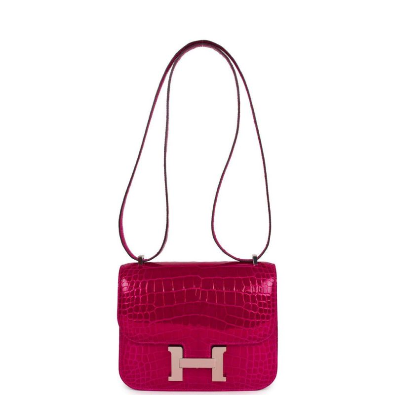 Hermes Constance 18 Rose Pourpre Shiny Alligator Palladium Hardware - Image 6