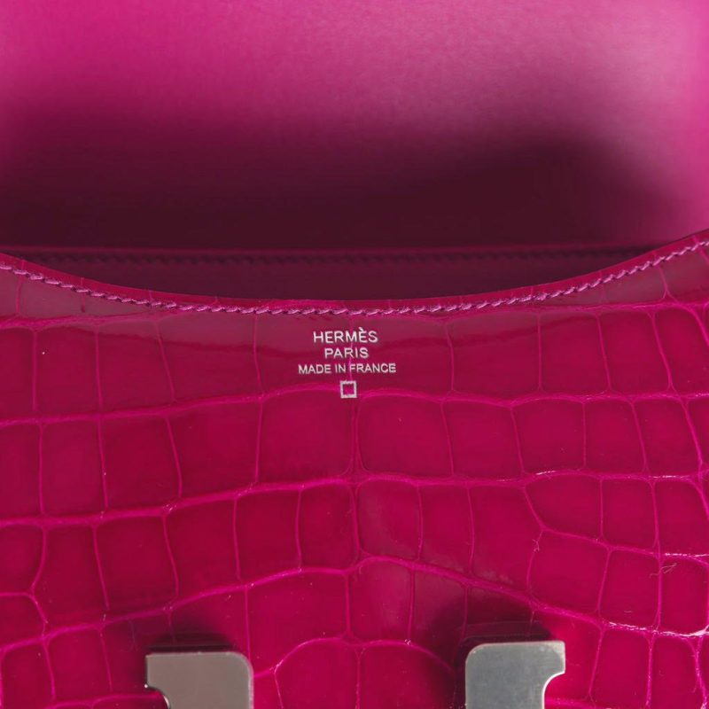 Hermes Constance 18 Rose Pourpre Shiny Alligator Palladium Hardware - Image 7