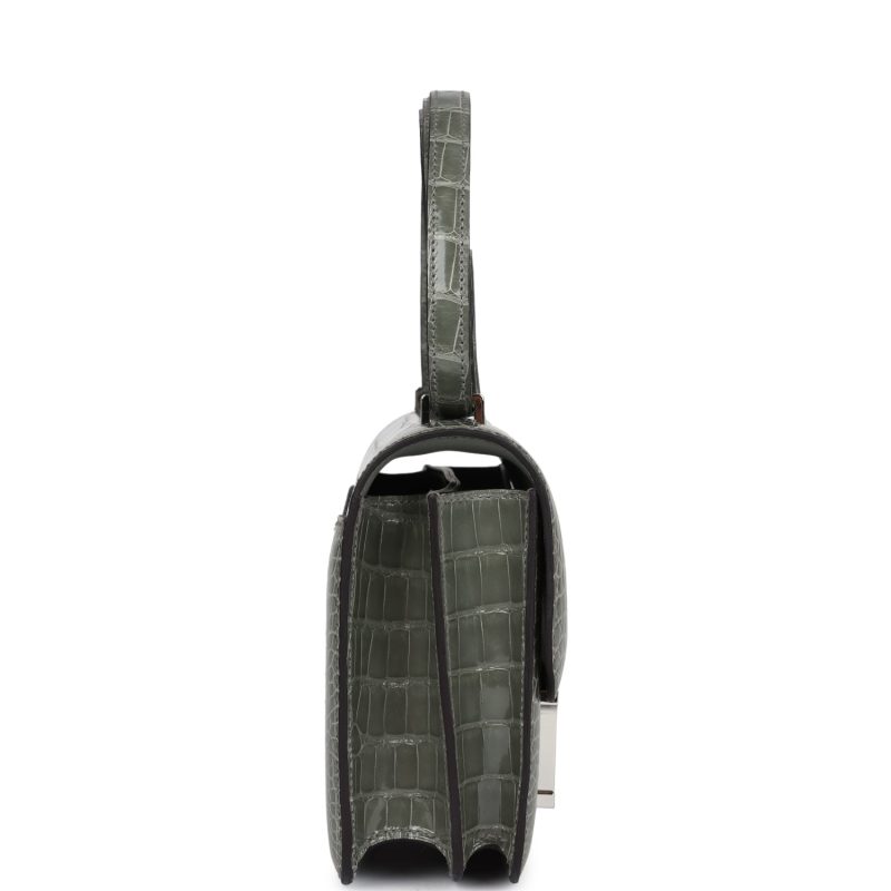 Hermes Constance 18 Gris Ciment Shiny Alligator Palladium Hardware - Image 3
