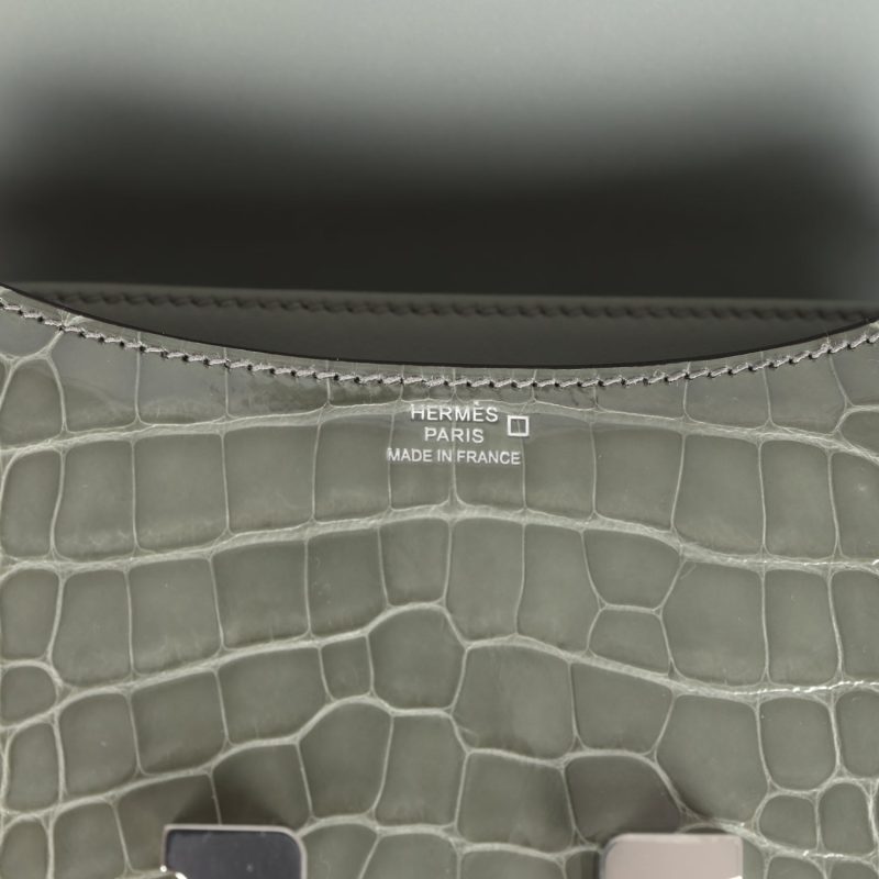 Hermes Constance 18 Gris Ciment Shiny Alligator Palladium Hardware - Image 7