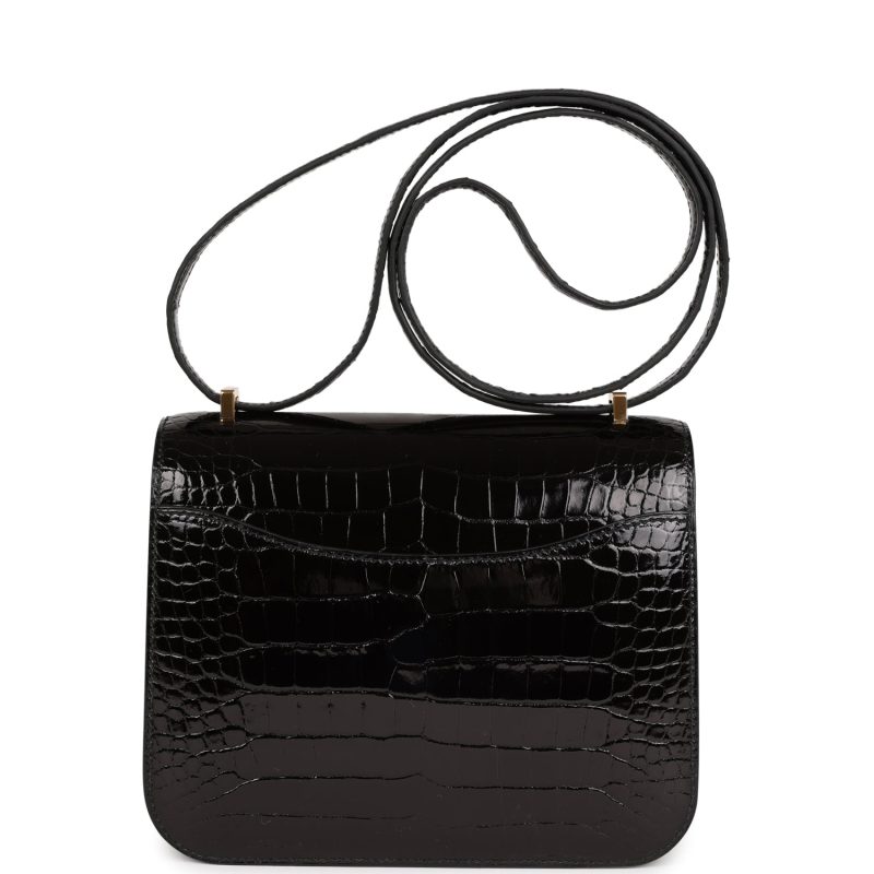 Hermes Constance 18 Black Shiny Alligator Gold Hardware - Image 4