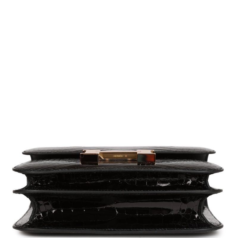 Hermes Constance 18 Black Shiny Alligator Gold Hardware - Image 5