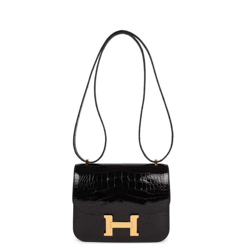 Hermes Constance 18 Black Shiny Alligator Gold Hardware - Image 6