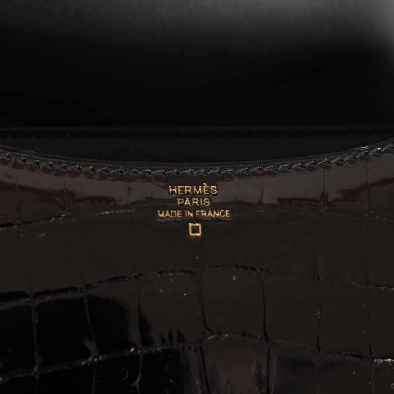 Hermes Constance 18 Black Shiny Alligator Gold Hardware - Image 7