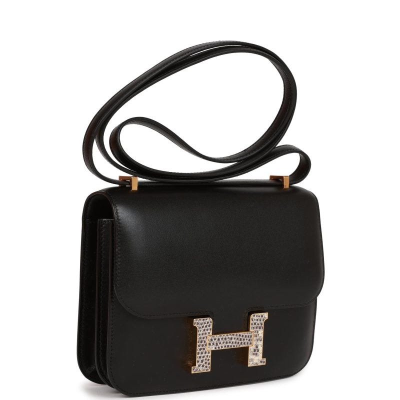 Hermes Constance 18 Black Tadelakt and Ombre Lizard Gold Hardware - Image 2