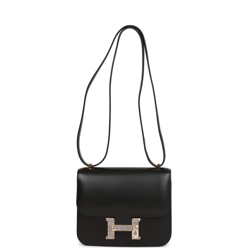 Hermes Constance 18 Black Tadelakt and Ombre Lizard Gold Hardware - Image 5