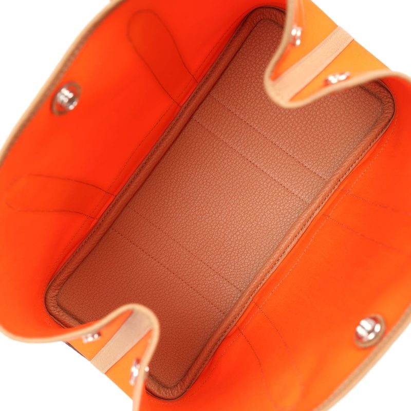Hermes Garden Party 30 Orange Minium Toile and Biscuit Negonda Palladium Hardware - Image 5