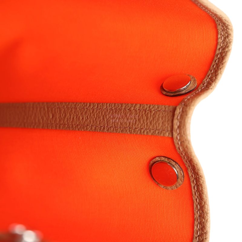 Hermes Garden Party 30 Orange Minium Toile and Biscuit Negonda Palladium Hardware - Image 6