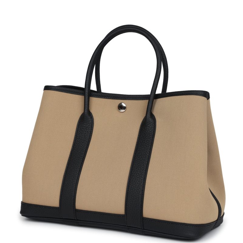 Hermes Garden Party 30 Trench Toile and Black Negonda Palladium Hardware - Image 4
