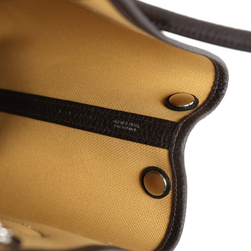 Hermes Garden Party 30 Paille Toile Militaire Canvas and Ebene Negonda Palladium Hardware - Image 7