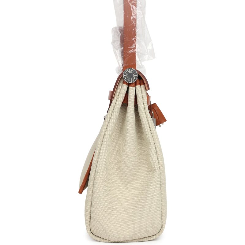 Hermes Herbag Zip PM 31 Beton Toile H & Fauve Vache Hunter Palladium Hardware - Image 3