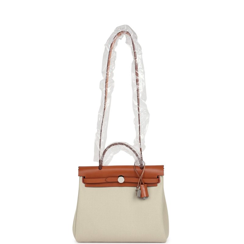 Hermes Herbag Zip PM 31 Beton Toile H & Fauve Vache Hunter Palladium Hardware - Image 5