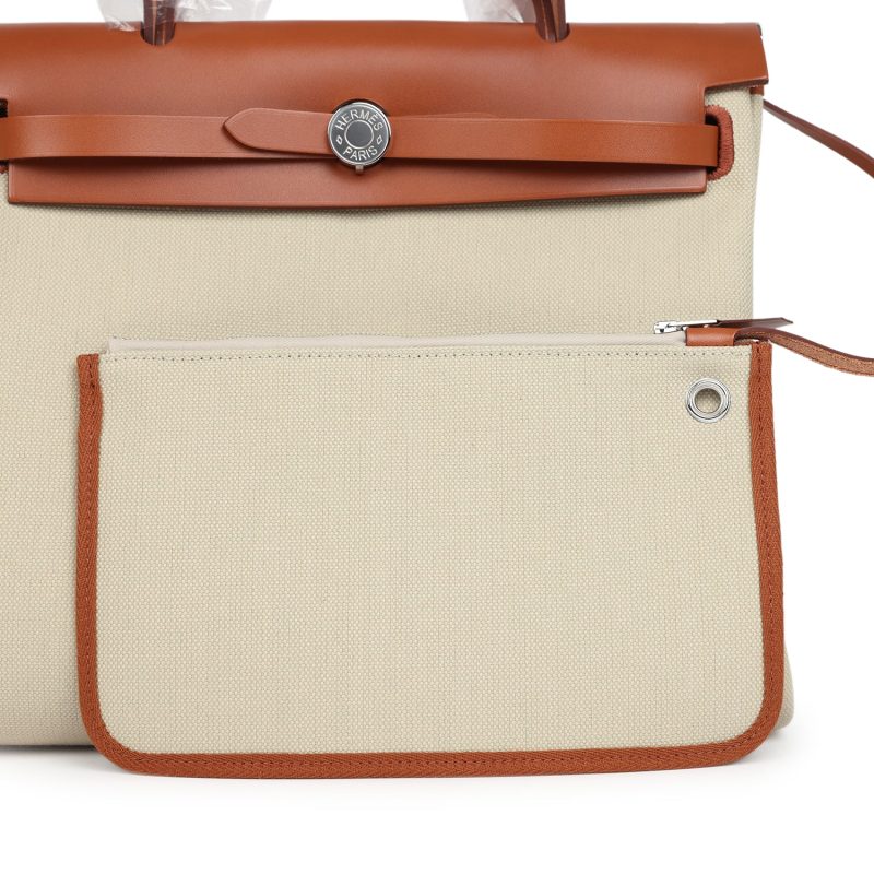 Hermes Herbag Zip PM 31 Beton Toile H & Fauve Vache Hunter Palladium Hardware - Image 6