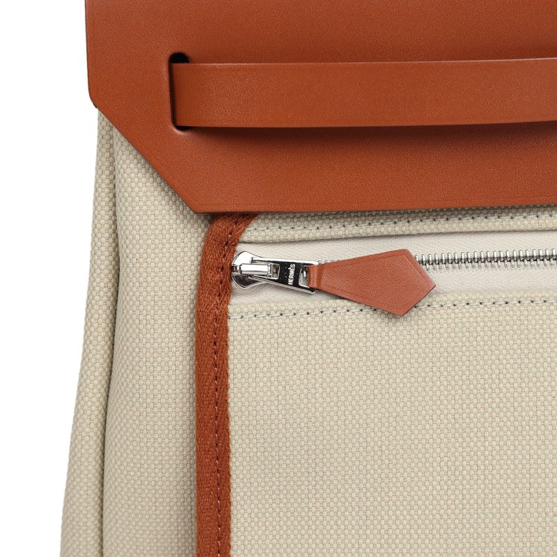 Hermes Herbag Zip PM 31 Beton Toile H & Fauve Vache Hunter Palladium Hardware - Image 7