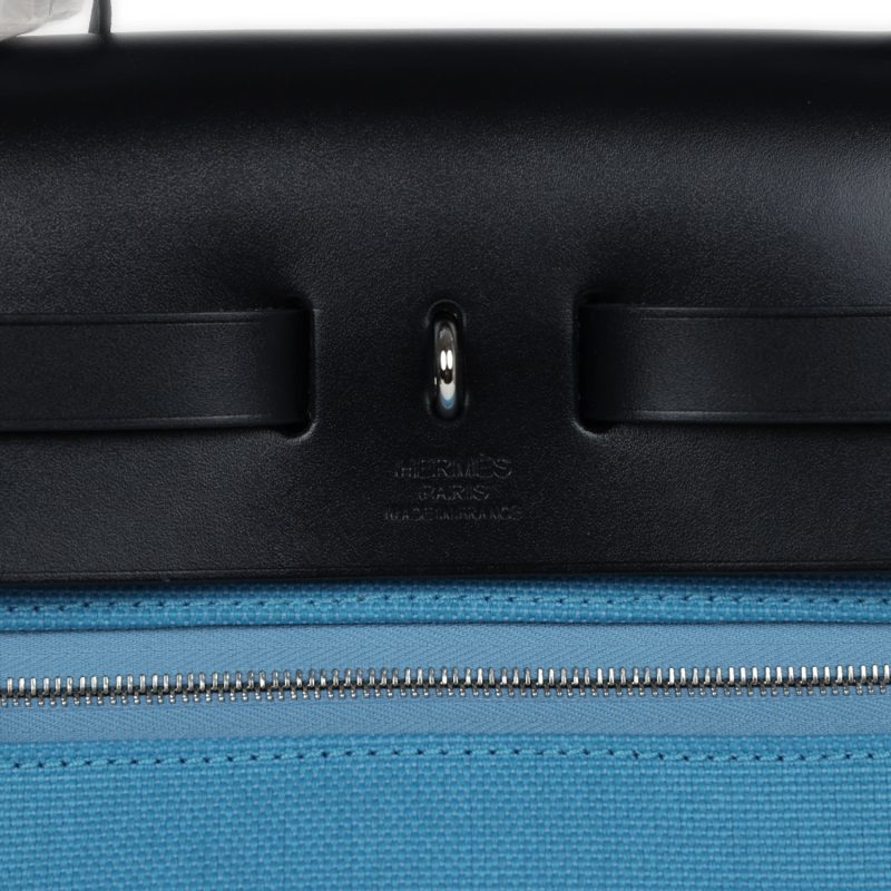 Hermes Herbag Zip PM 31 Blue Jean Toile H and Black Vache Hunter Palladium Hardware - Image 8