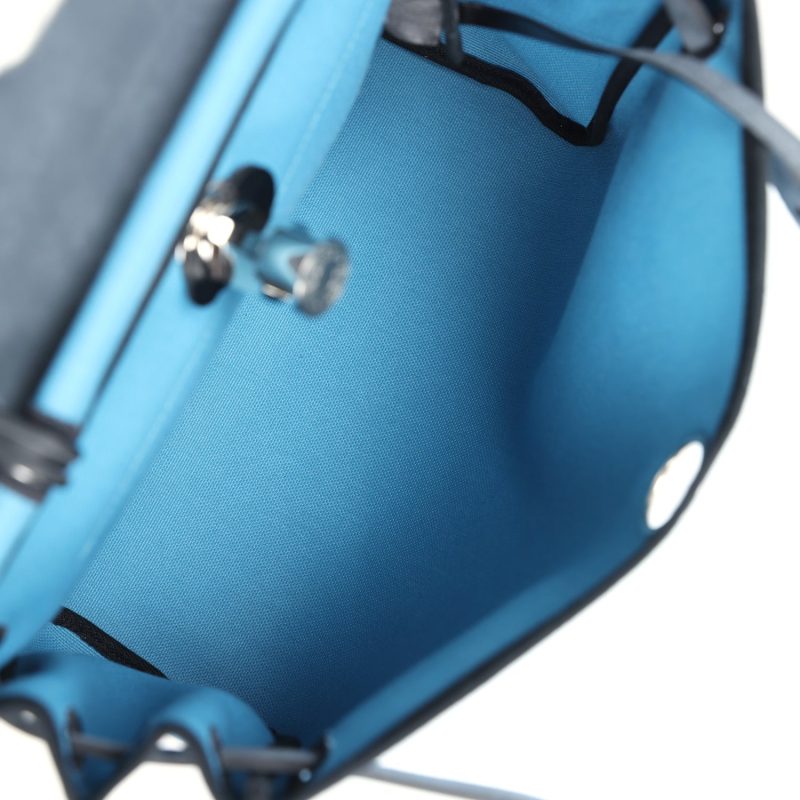 Hermes Herbag Zip PM 31 Blue Jean Toile H and Black Vache Hunter Palladium Hardware - Image 9