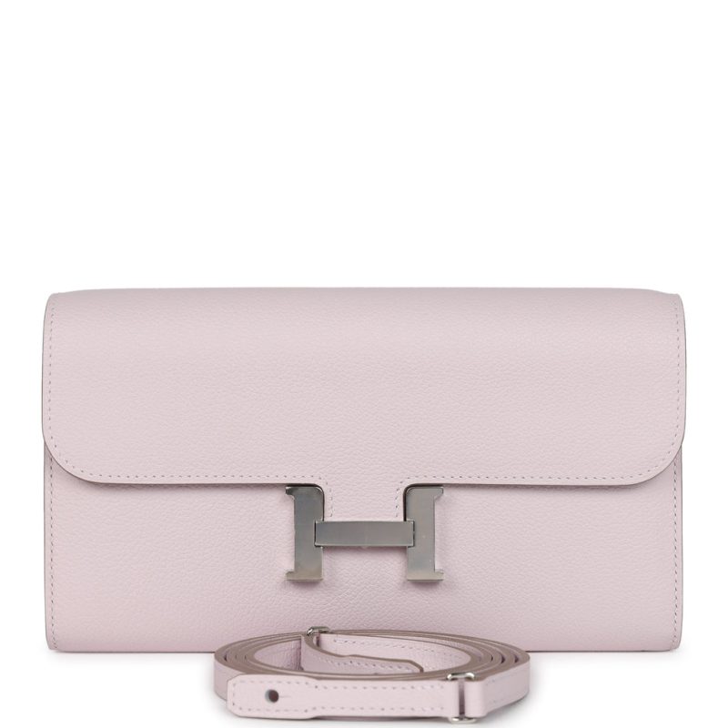Hermes Constance Wallet To Go Mauve Pale Evercolor Palladium Hardware