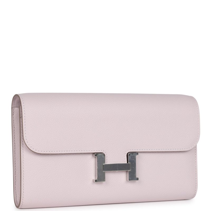 Hermes Constance Wallet To Go Mauve Pale Evercolor Palladium Hardware - Image 2