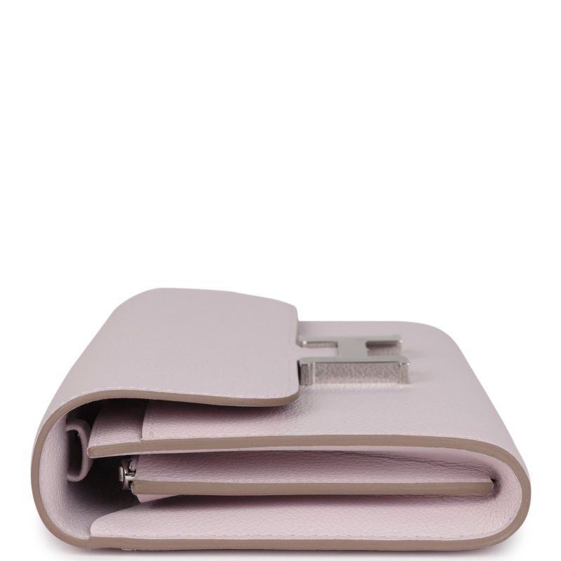 Hermes Constance Wallet To Go Mauve Pale Evercolor Palladium Hardware - Image 3