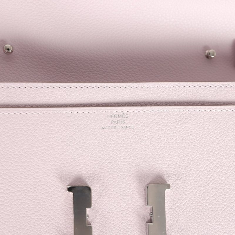 Hermes Constance Wallet To Go Mauve Pale Evercolor Palladium Hardware - Image 6