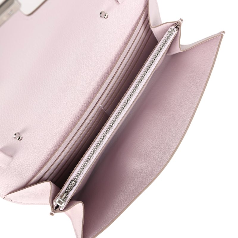 Hermes Constance Wallet To Go Mauve Pale Evercolor Palladium Hardware - Image 7
