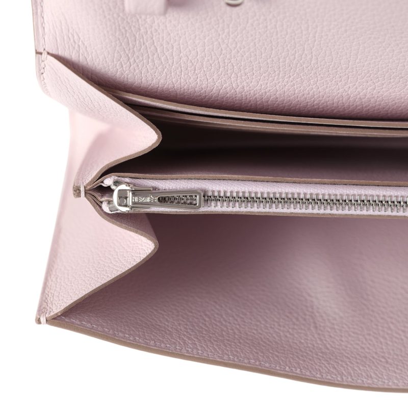 Hermes Constance Wallet To Go Mauve Pale Evercolor Palladium Hardware - Image 8