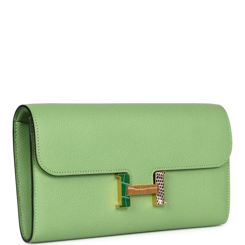 Hermes Constance Wallet To Go Vert Criquet Epsom Marquette Gold Hardware - Image 2