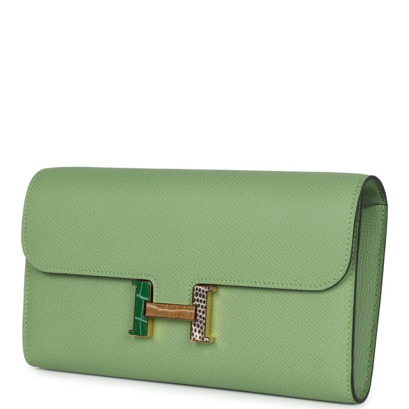 Hermes Constance Wallet To Go Vert Criquet Epsom Marquette Gold Hardware - Image 5