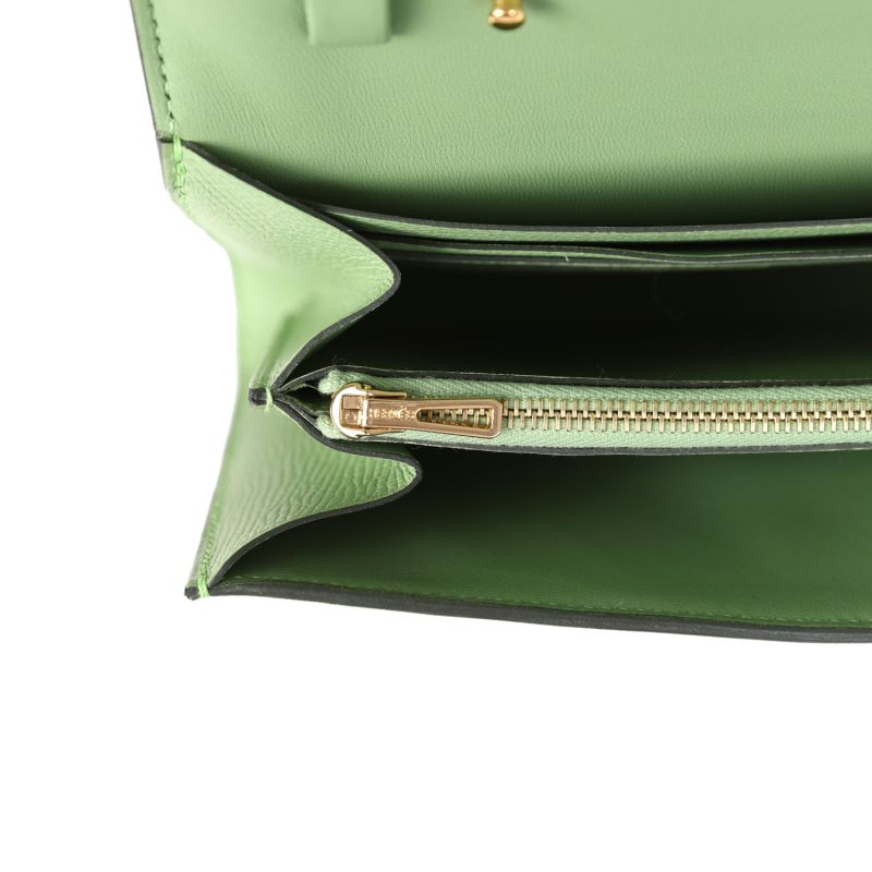 Hermes Constance Wallet To Go Vert Criquet Epsom Marquette Gold Hardware - Image 8