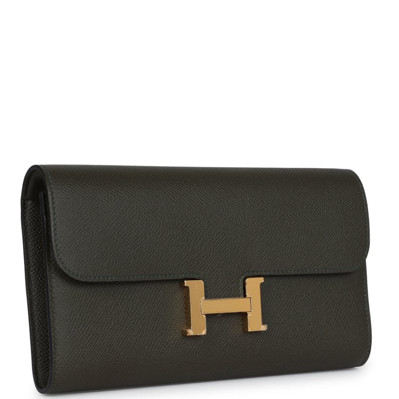 Hermes Constance Wallet To Go Vert De Gris Epsom Gold Hardware - Image 2