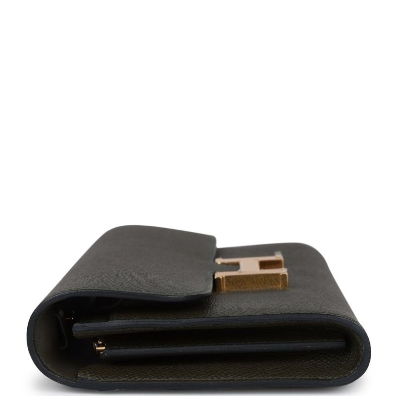 Hermes Constance Wallet To Go Vert De Gris Epsom Gold Hardware - Image 3