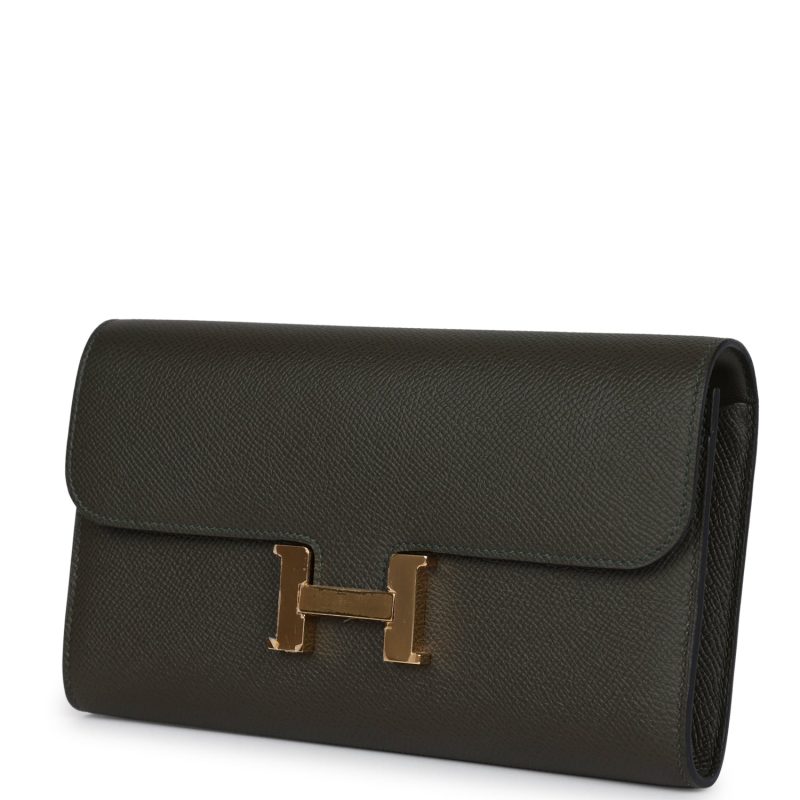 Hermes Constance Wallet To Go Vert De Gris Epsom Gold Hardware - Image 5