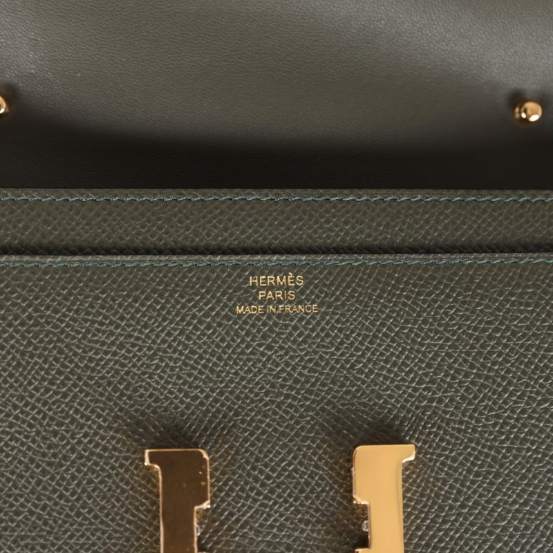 Hermes Constance Wallet To Go Vert De Gris Epsom Gold Hardware - Image 6