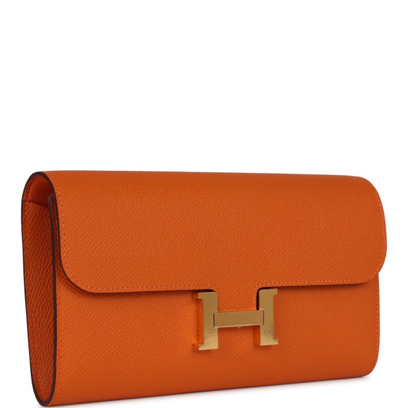 Hermes Constance Wallet To Go Orange Epsom Gold Hardware - Image 2
