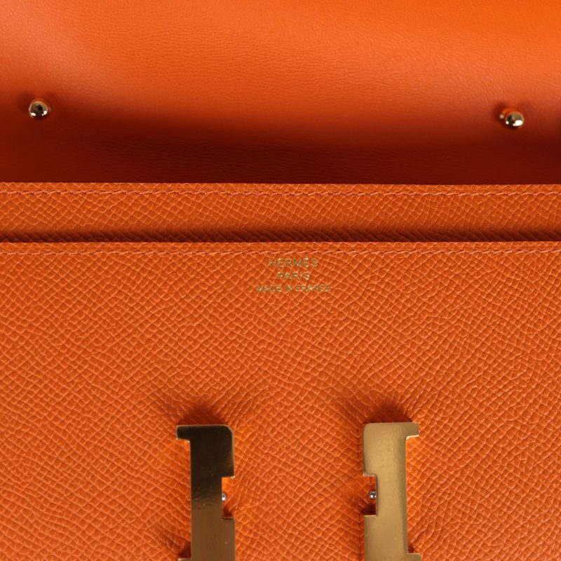 Hermes Constance Wallet To Go Orange Epsom Gold Hardware - Image 6