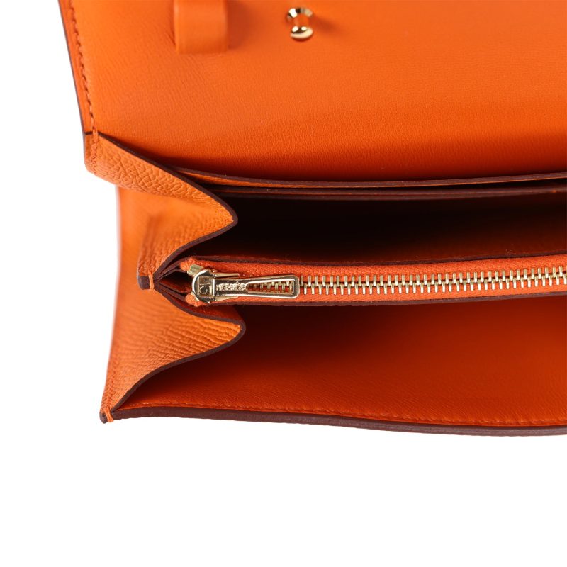 Hermes Constance Wallet To Go Orange Epsom Gold Hardware - Image 8