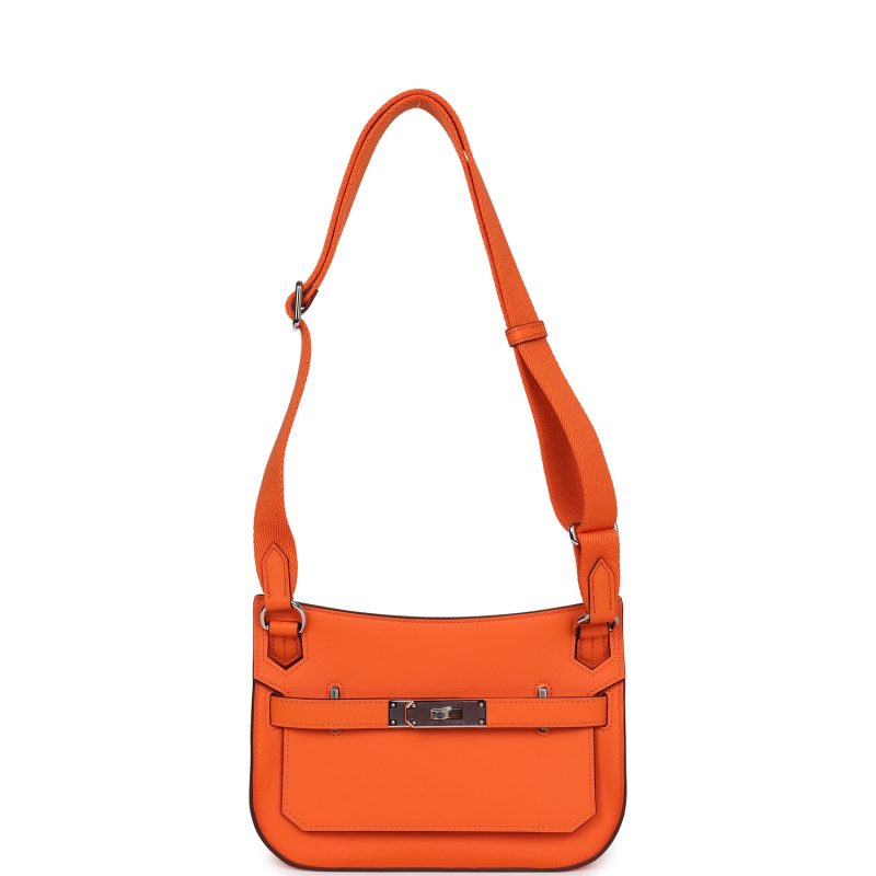 Hermes Mini Jypsiere Orange Minium Swift Palladium Hardware - Image 5