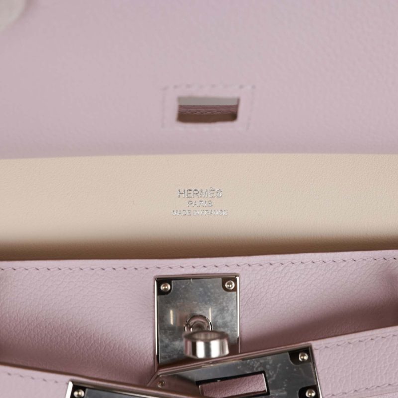 Hermes Mini Jypsiere Mauve Pale Verso Evercolor Palladium Hardware - Image 6