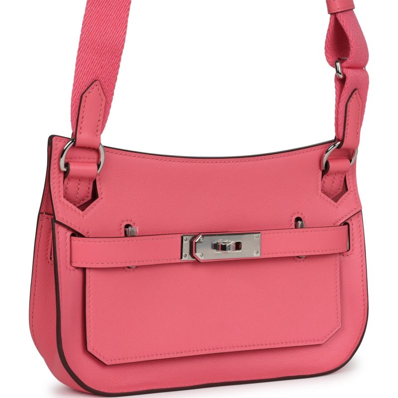 Hermes Mini Jypsiere Rose Azalee Swift Palladium Hardware - Image 2