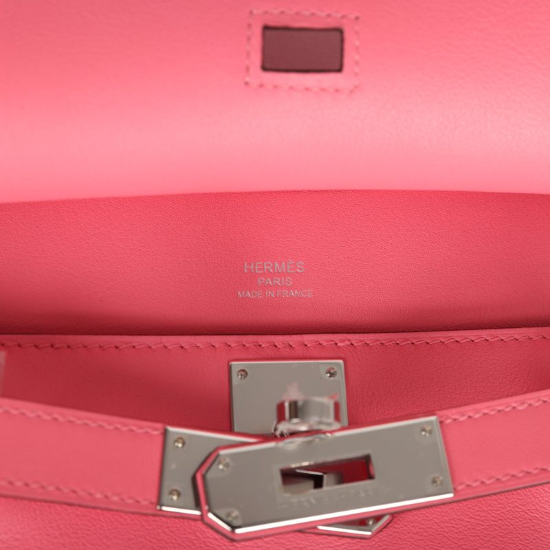 Hermes Mini Jypsiere Rose Azalee Swift Palladium Hardware - Image 6