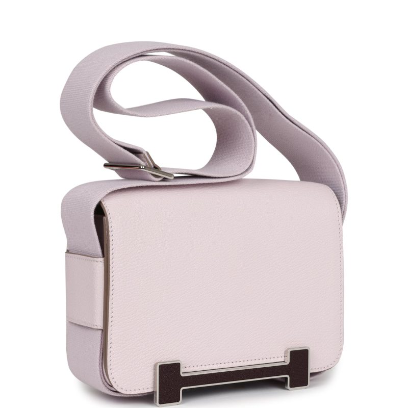 Hermes Geta Mauve Pale and Rouge Sellier Chevre Palladium Hardware - Image 2