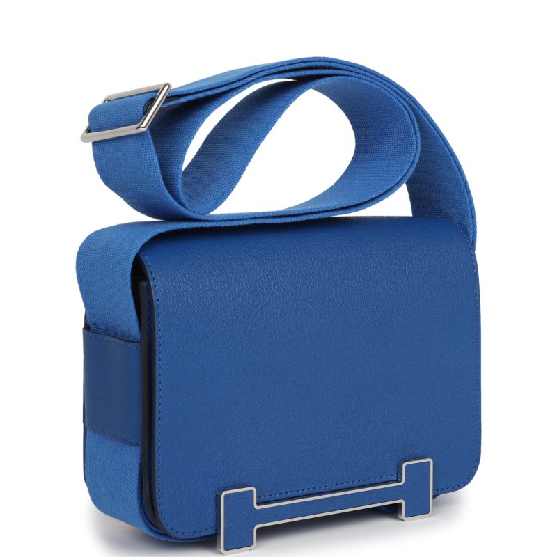 Hermes Geta Bag Bleu France Chevre Palladium Hardware - Image 2
