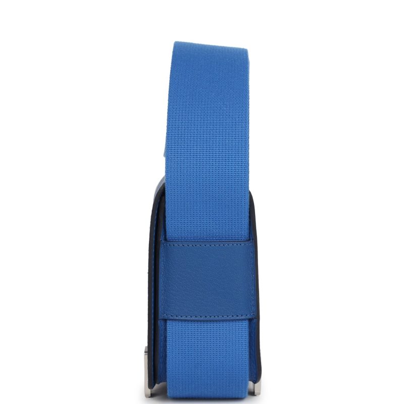 Hermes Geta Bag Bleu France Chevre Palladium Hardware - Image 3